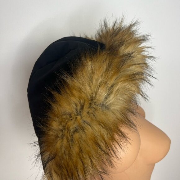 Bebe hood coat faux fur zip on parka jacket hood winter gold hardware black cute